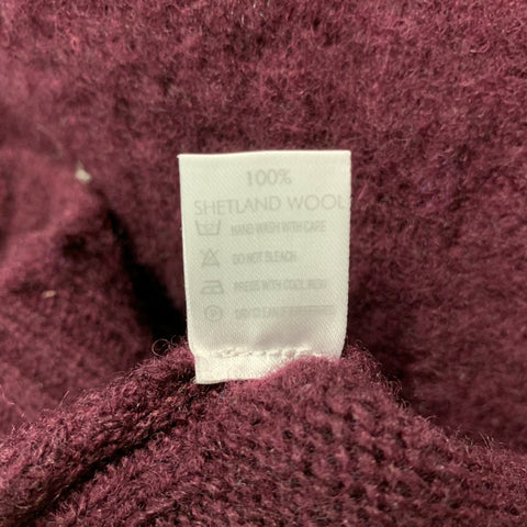 J. PRESS Size S Burgundy Knitted Wool Crew-Neck Sweater