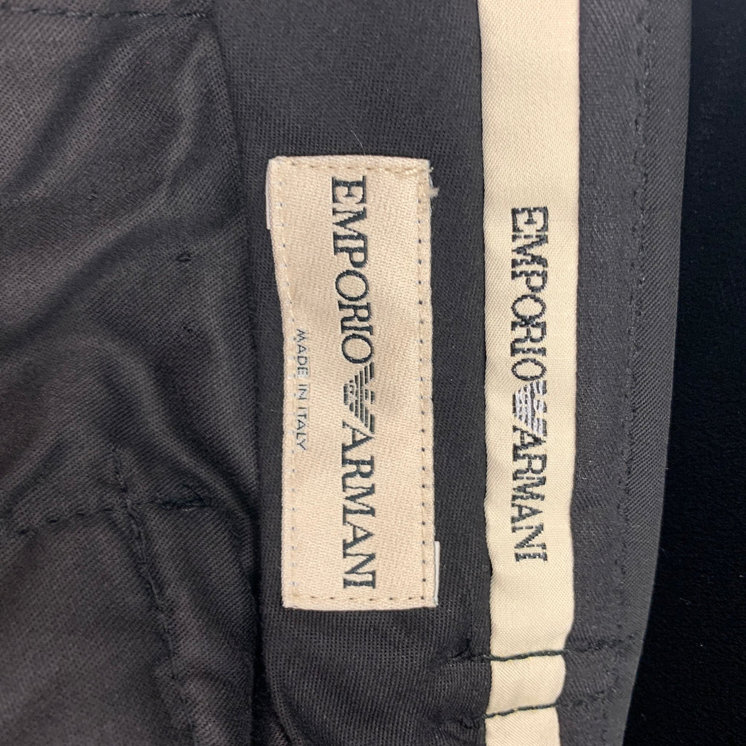 EMPORIO ARMANI Size 30 Black Velvet Viscose Silk Wide Leg Dress Pants