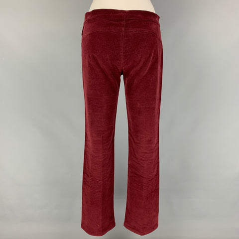 DOLCE &amp; GABBANA Talla 28 Pantalones casuales con parte inferior acampanada de mezcla de algodón burdeos