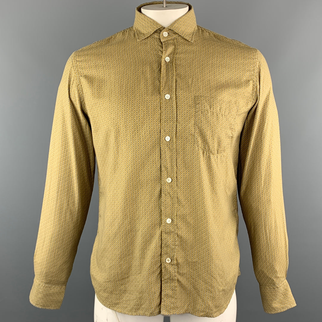 HARTFORD Camisa de manga larga con botones de algodón con estampado mostaza talla XL