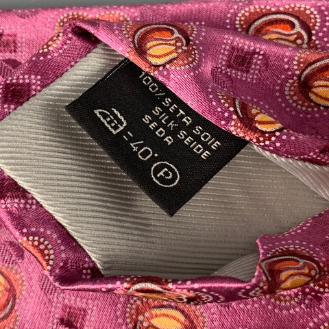 ERMENEGILDO ZEGNA Purple Yellow Dots Silk Satin Tie