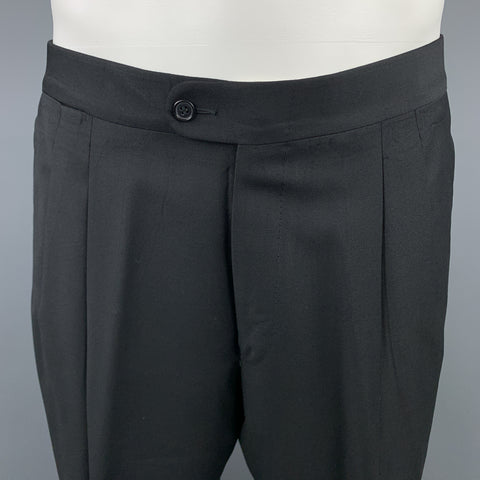 ERMENEGILDO ZEGNA 38 Short Black Wool Peak Lapel Tuxedo