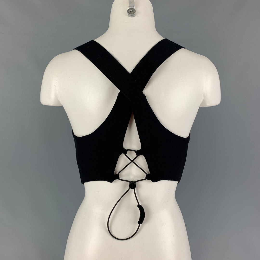 MONSE Size S Black Polyamide Criss-Cross Strap Corset Top