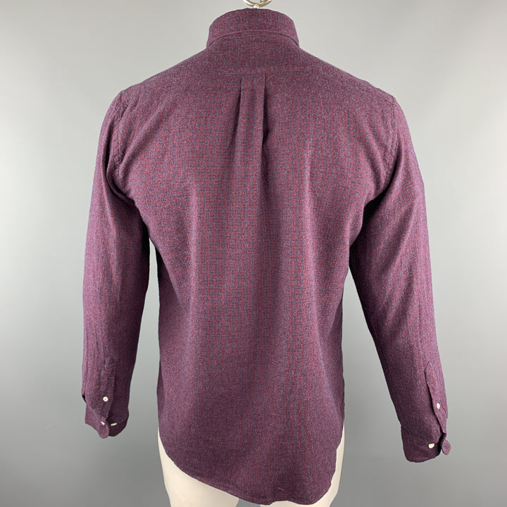 HARTFORD Size M Burgundy & Navy Plaid Cotton Button Up Long Sleeve Shirt