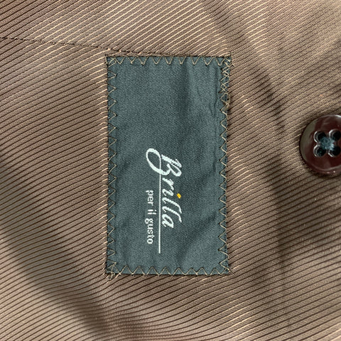BRILLA Size 34 Brown & Beige Herringbone Wool Single Breasted Sport Coat
