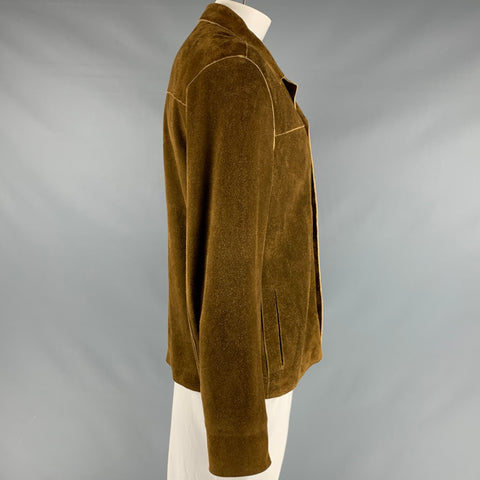JOHN VARVATOS Taille 42 Veste simple boutonnage en daim marron