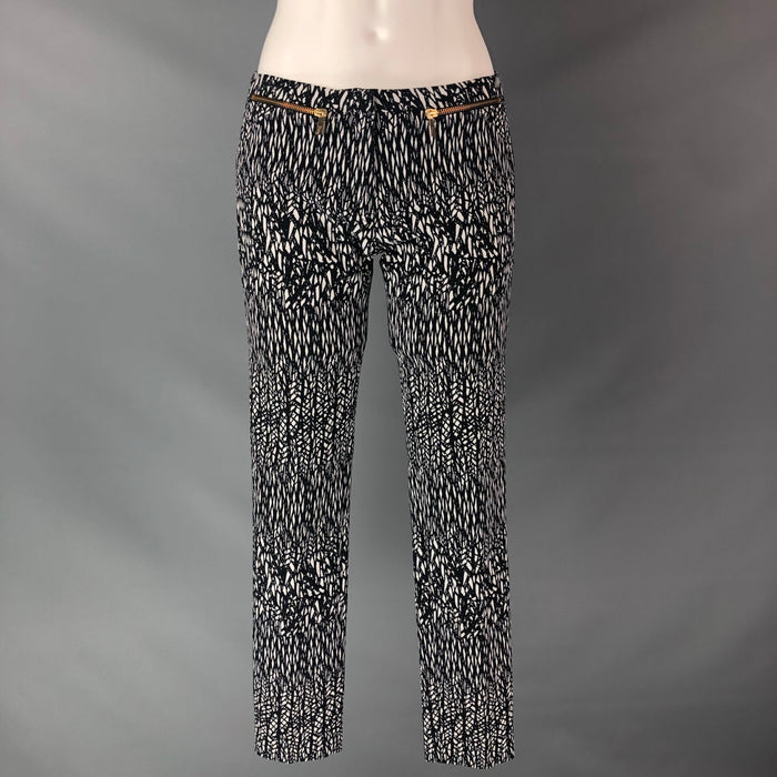VERSACE COLLECTION Size 4 Black & White Cotton Blend Abstract Casual Pants
