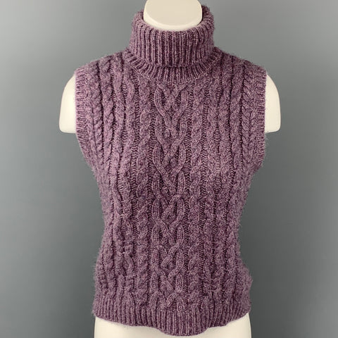 Collection RALPH LAUREN Taille L Pull sans manches en cachemire chiné violet