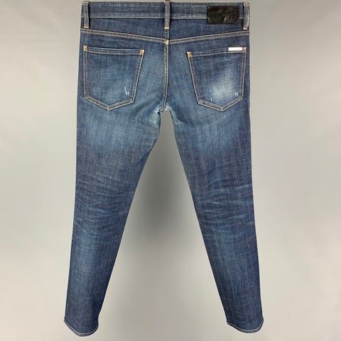 DSQUARED2 Size 32 Blue Distressed Cotton Jeans
