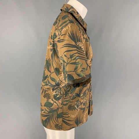 NORSE PROJECTS Size S Brown Olive Leaf Print Cotton One pocket Short Sleeve Shirt