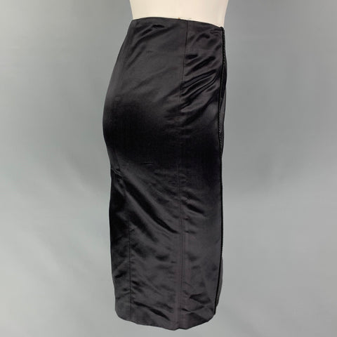 BOTTEGA VENETA Size 4 Black Cotton Silk Pencil Skirt