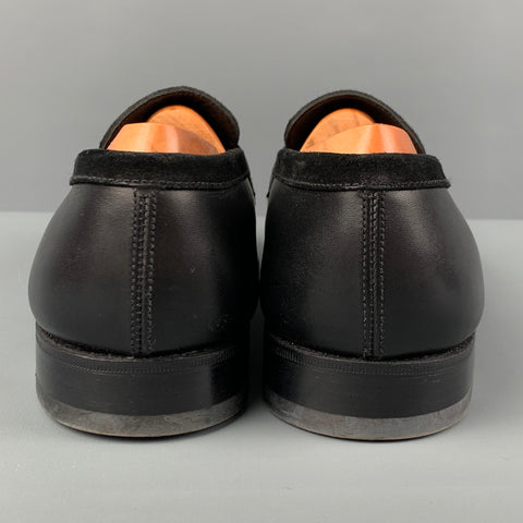 J.M. WESTON Size 6 Black Suede Leather Penny Loafers