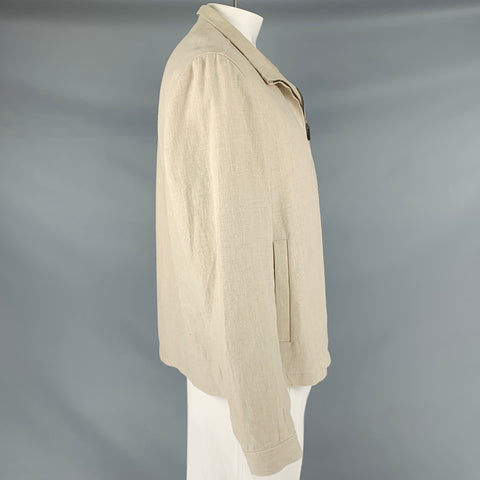 COLE HAAN COLLECTION Size XL Beige Linen Zip Up Jacket