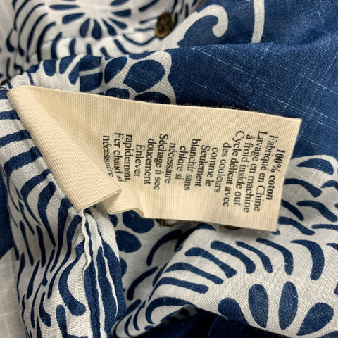 LIFE / AFTER / DENIM Size S Blue & White Print Cotton Short Sleeve Shirt