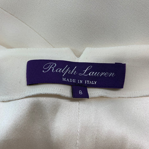 RALPH LAUREN COLLECTION Size 8 Cream Silk Wide Leg Dress Pants