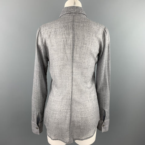 HAZEL BROWN Talla 2 Blusa gris jaspeada de lana / nailon