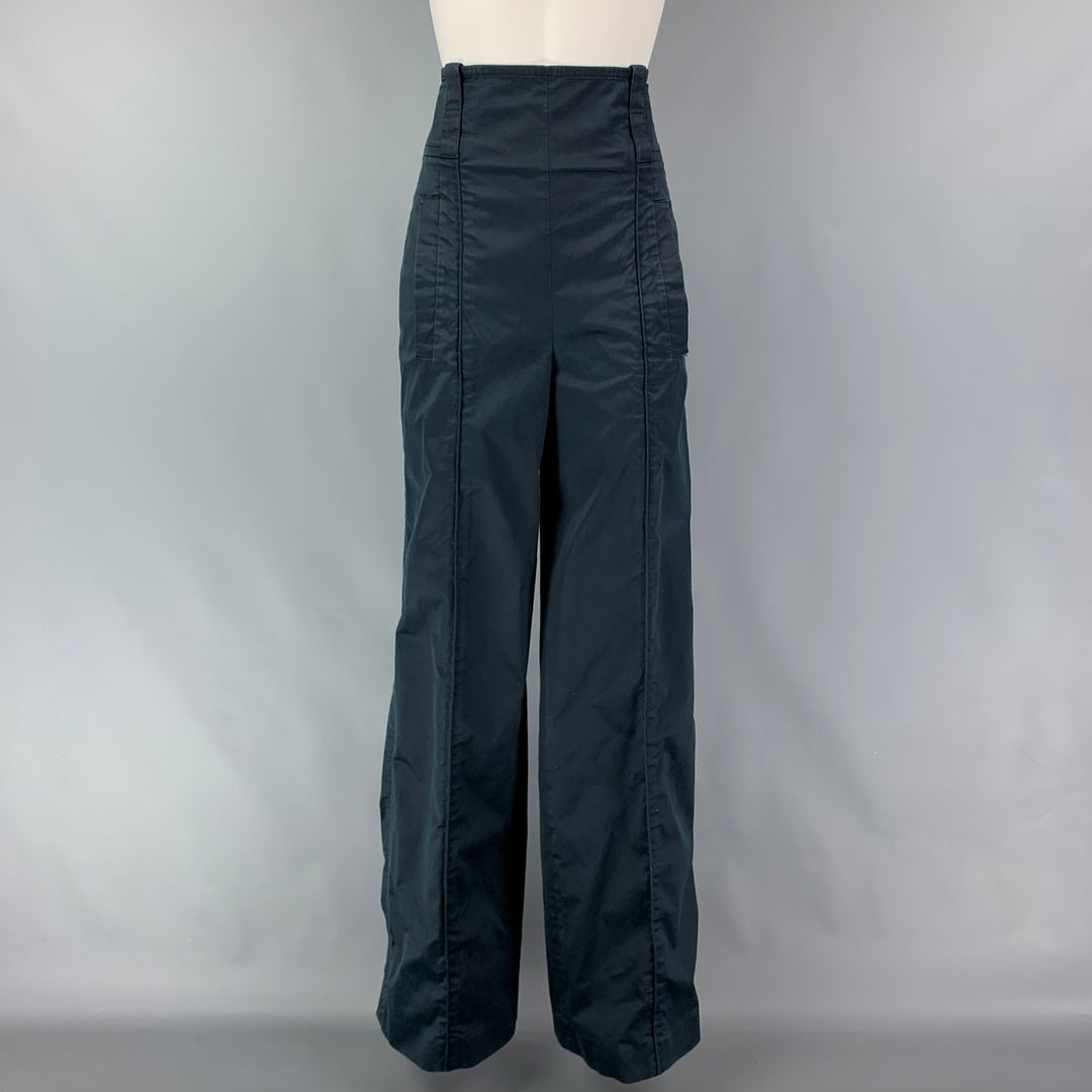 LOUIS VUITTON Size 6 Navy Cotton High Waisted Dress Pants Sui Generis Designer Consignment LOUIS VUITTON Size 6 Navy Cotton High Waisted Dress Pants Sui Generis Designer Consignment
