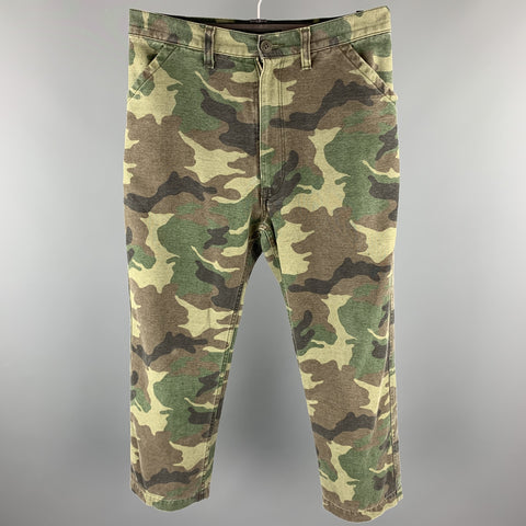 JUNYA WATANABE Size XS Olive Camouflage Rayon Blend Cropped Dress Pants