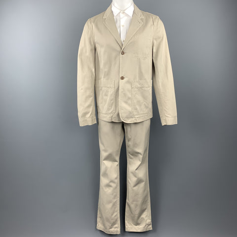 MARGARET HOWELL Size 40 Short Khaki Cotton Notch Lapel Suit
