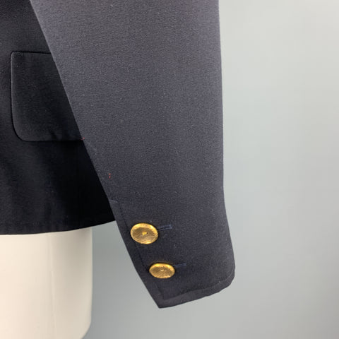 YVES SAINT LAURENT Rivve Gauche Size 6 Navy Wool Collarless Blazer