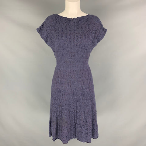 M MISSONI Size 8 Purple Merino wool blend Textured A-Line Dress