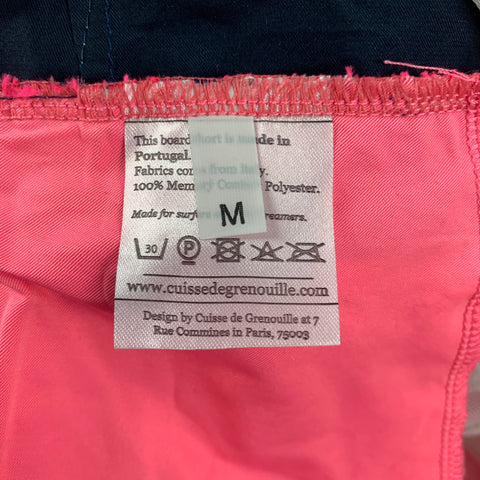 CUISSE DE GRENOUILLE Size M Navy & Neon Pink Two Toned Polyester Swim Trunks