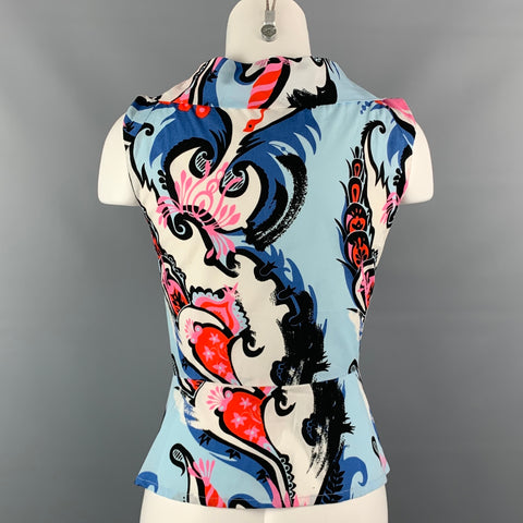 VIVIENNE WESTWOOD ANGLOMANIA Size 4 Multi-Color Abstract Cotton Peplum Blouse