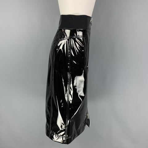 MARC JACOBS Size 2 Black Polyester Faux Patent Leather Pencil Skirt