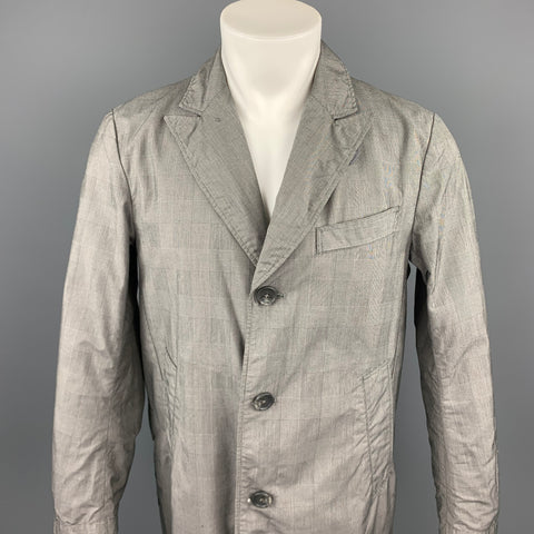 ENGINEERED GARMENTS Size S Grey Glenplaid Cotton Peak Lapel Coat