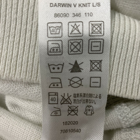 G-STAR Size XL White Solid Cotton V-Neck Pullover