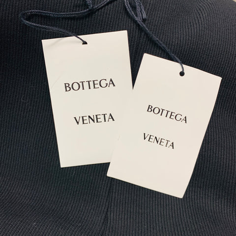 BOTTEGA VENETA Taille S Robe mi-mollet côtelée en coton noir