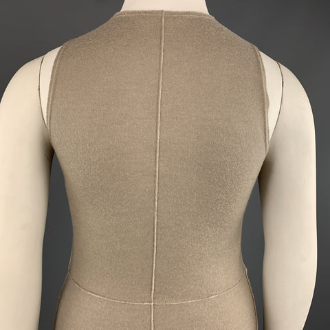 THE ROW Size L Taupe Virgin Wool Blend Knit Sleeveless Sheath Sweater Dress