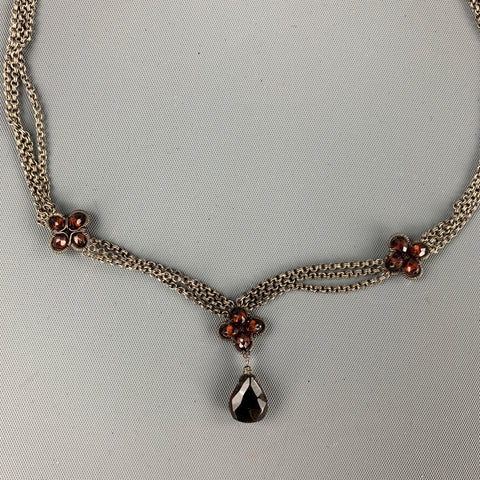 Collier pendentif VINTAGE en argent caramel