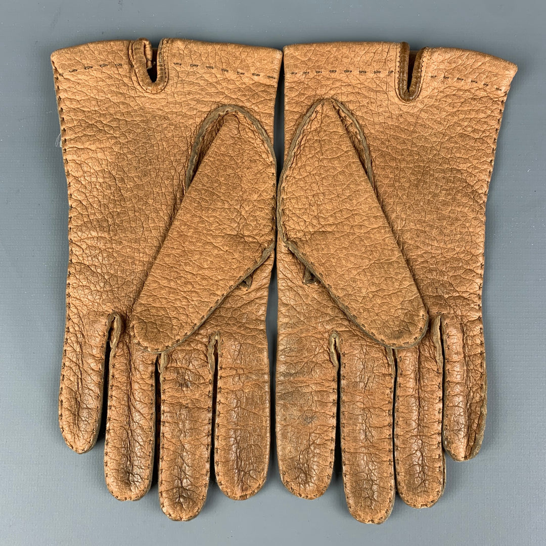 SULKA Size 8.5 Tan Pigskin Leather Gloves