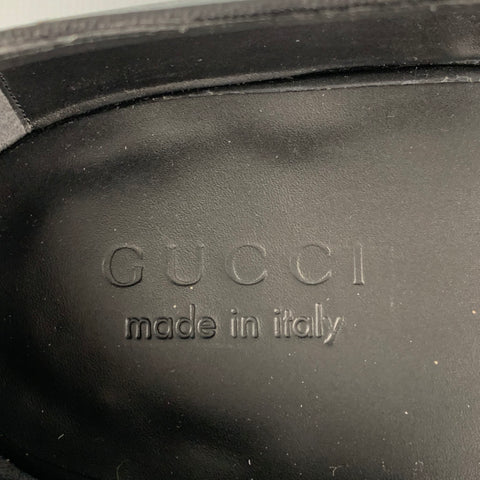 GUCCI Size 13 Black Fringe Leather Horsebit Sandals
