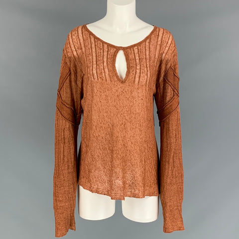 JUST CAVALLI Jersey de manga larga de lino texturizado óxido talla M - Mujer
