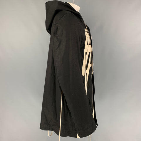 DRKSHDW by RICK OWENS Size L Black Cream Cotton Hooded Coat