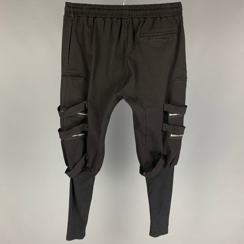 LA HAINE Size M Black Cotton Knitted Panel Pants