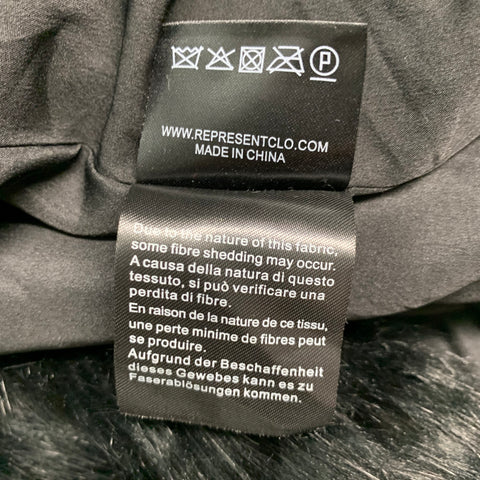 REPRESENT Size L Black Textured Modacrylic Blend Notch Lapel Coat