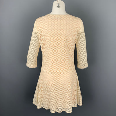 SEE By Chloe Size 2 Cream Lace Cotton / Nylon Elastic Waistband A-Line Dress