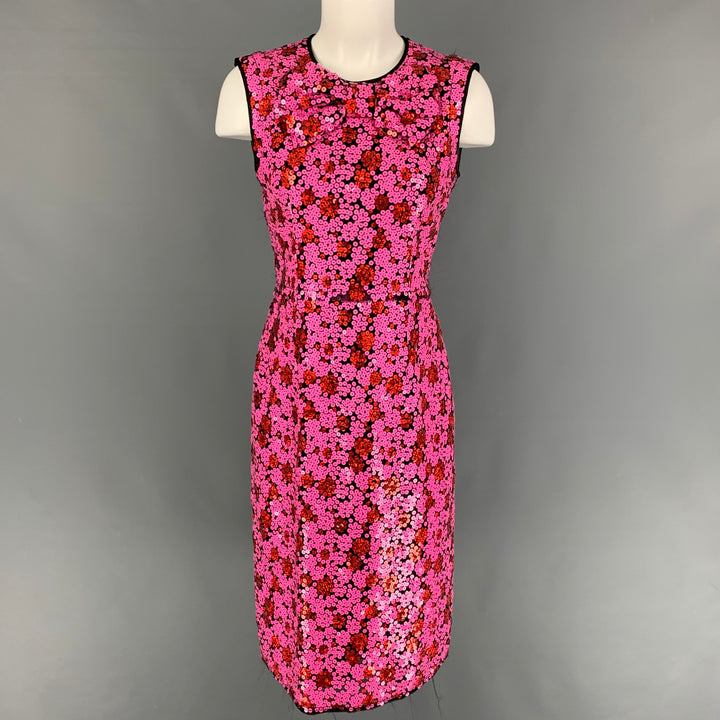 MARC JACOBS Size 4 Pink Black Polyester Blend Sequined Shift Dress