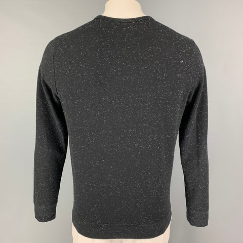 A.P.C. Size L Black White Heather Cotton Blend Crew-Neck Pullover