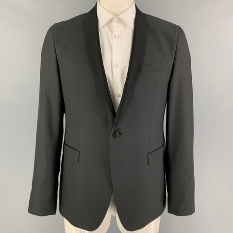 SAND Taille 46 Manteau de sport à col châle en laine mélangée noire Nailhead