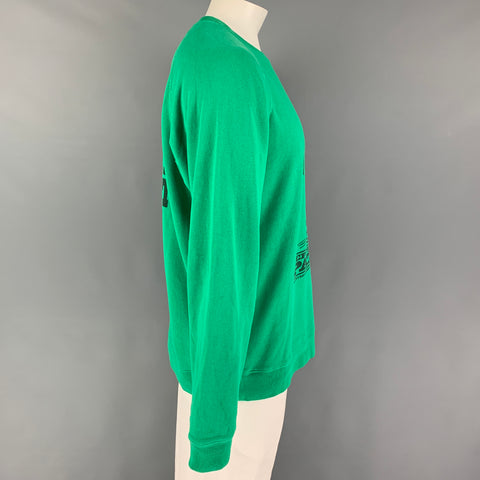 MARC JACOBS Size XL Green Black Graphic Cotton Crew-Neck Sweatshirt