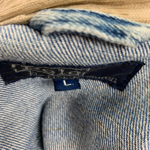 POLO by RALPH LAUREN Size L Blue Beige Distressed Denim Nautical Jacket