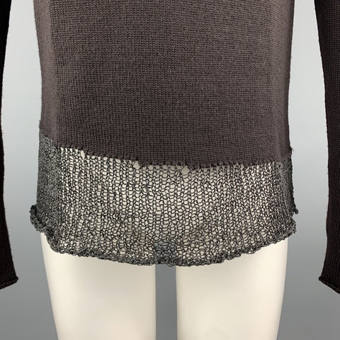 EMPORIO ARMANI Size 36 Brown Wool Boat Neck Texture Trim Pullover Sweater
