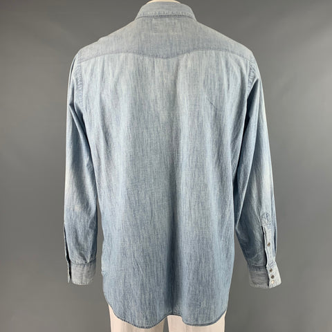 POLO by RALPH LAUREN Size XL Blue Chambray Cotton Western Long Sleeve Shirt