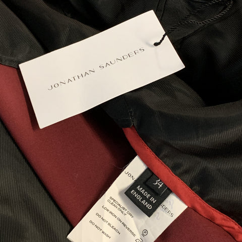 JONATHAN SAUNDERS Size 34 Red & Burgundy Two Toned Wool Double Breasted Sport Coat