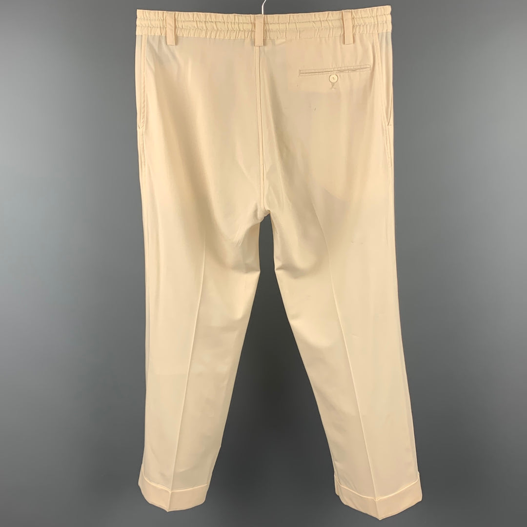 JEAN PAUL GAULTIER Size M Cream Wool Blend Drawstring Casual Pants
