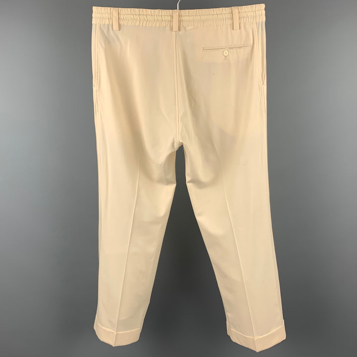 JEAN PAUL GAULTIER Size M Cream Wool Blend Drawstring Casual Pants